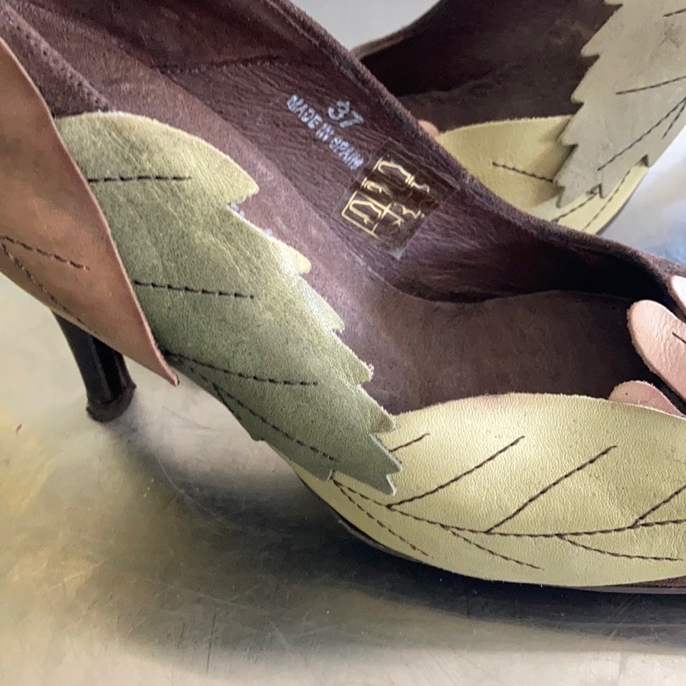 Paloma Barcelo suede fall leaves 3.5” heels
